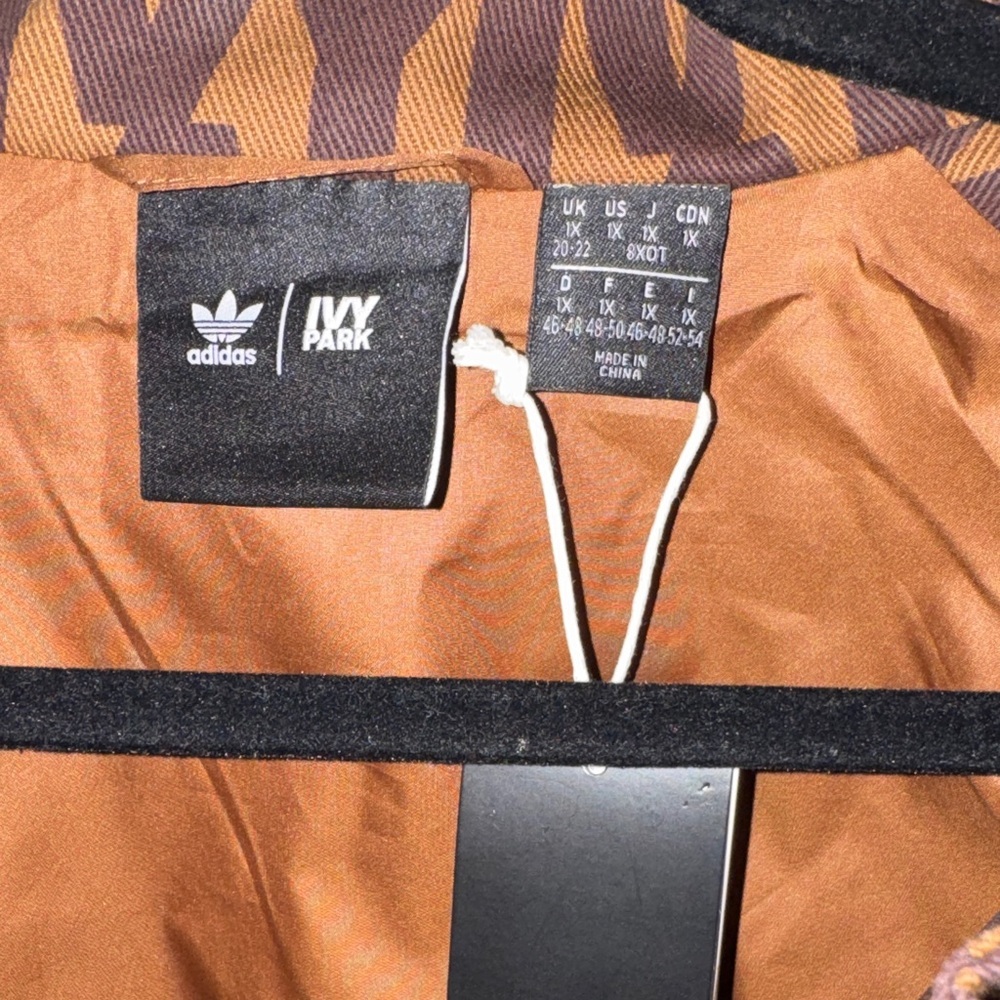 Adidas Ivy Park Women's Geometric Brown Bomber Crop Jacket - Picture 3 of 6